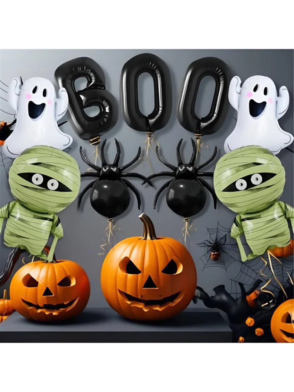 9Pcs Halloween Balloon Halloween Black Boo Balloons Set